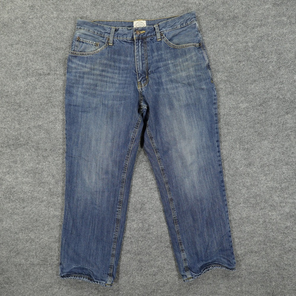 St Johns Bay Jeans Mens 34x29 Blue Straight Leg Flannel Lined Denim